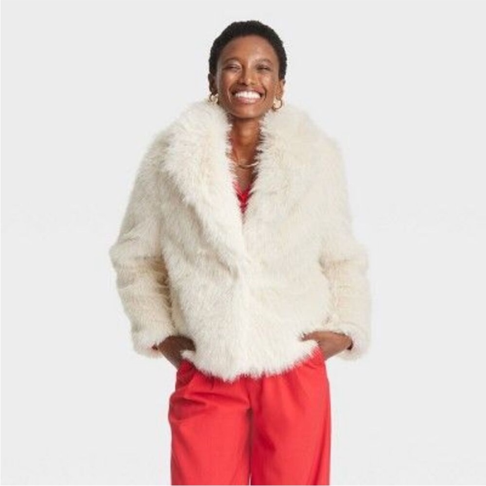 a new day Cream Faux Fur Jacket
